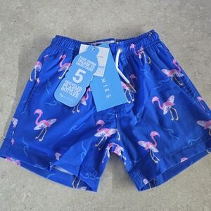 Bermies Kids' Blue Flamingo Swim Trunks Sz 4 New